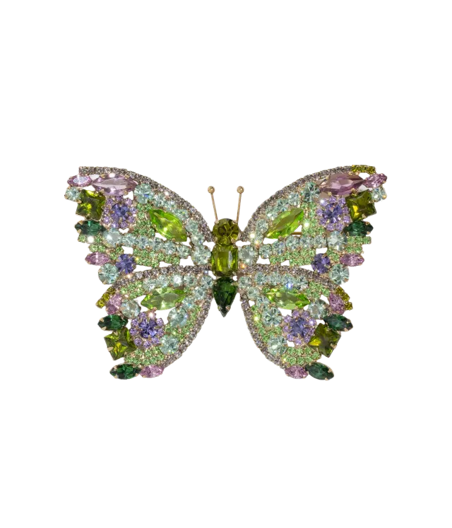 Loren Hope Butterfly X-Large brosje Olivine glass