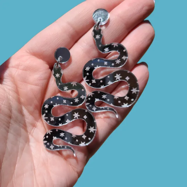 MiniKitty Mirrored Celestial Snakes øredobber speil hypoallergene