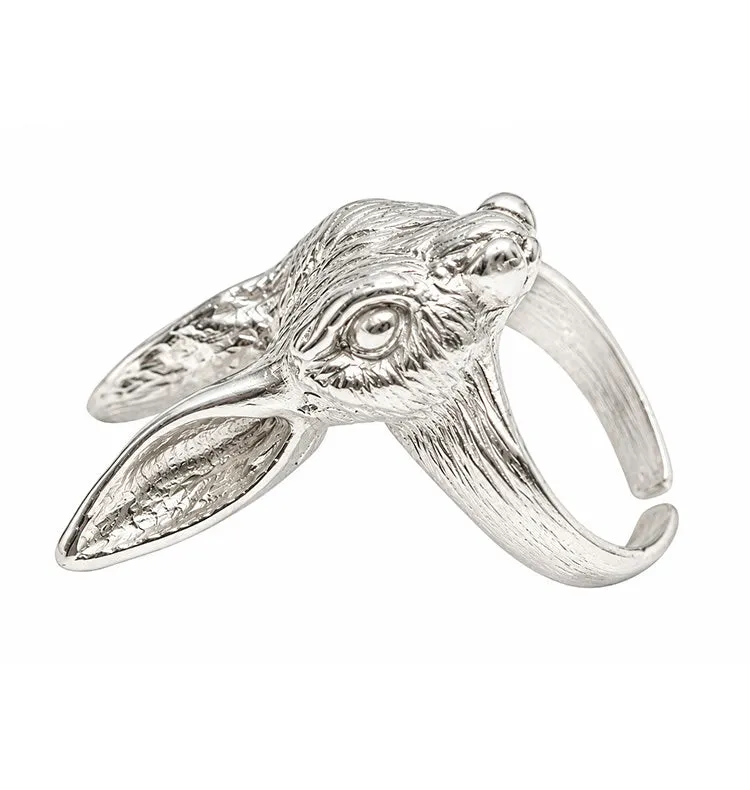 Wos Rabbit ring kanin 925 sølv justerbar