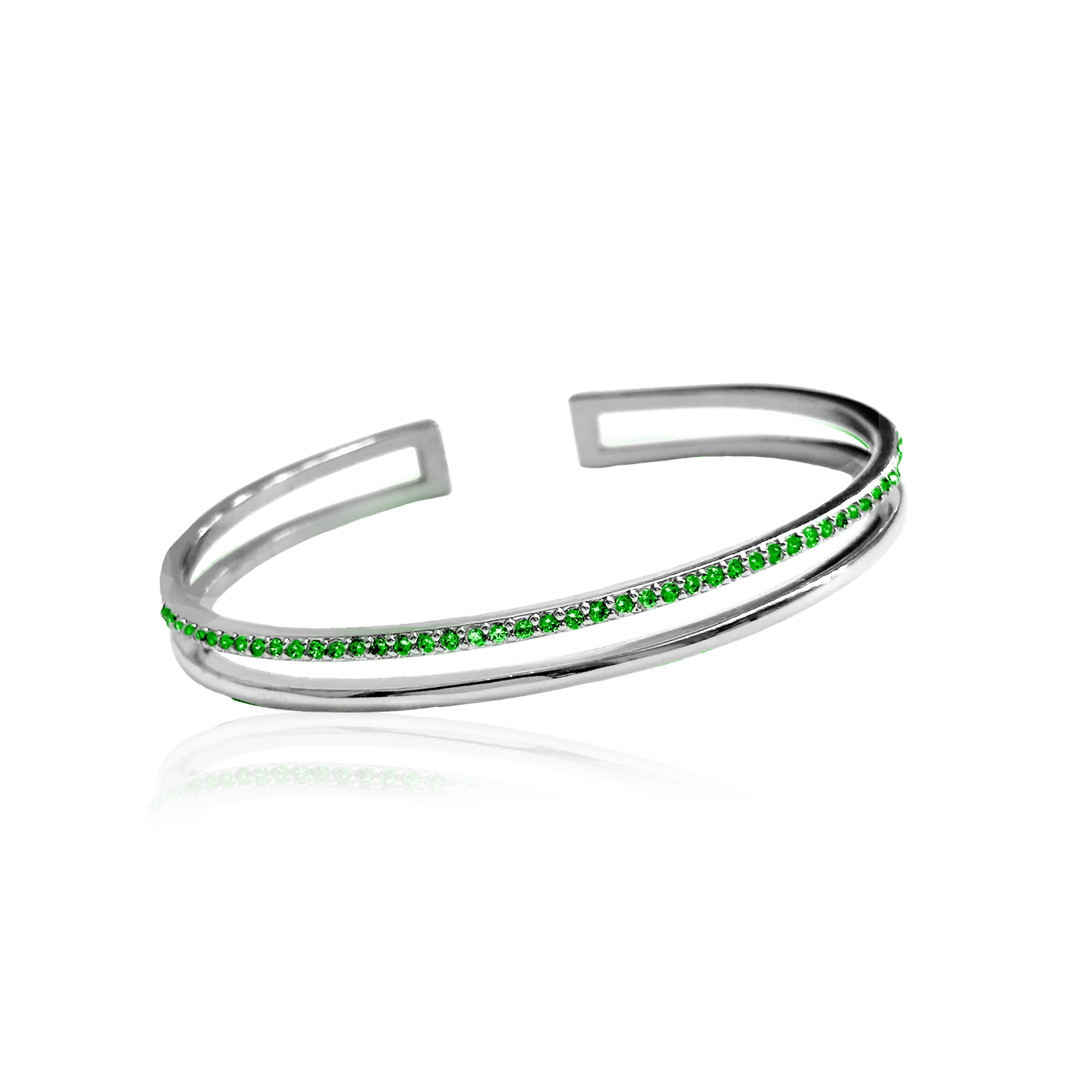 IOAKU Plain Crystal Twin cuff armbånd grønn gull