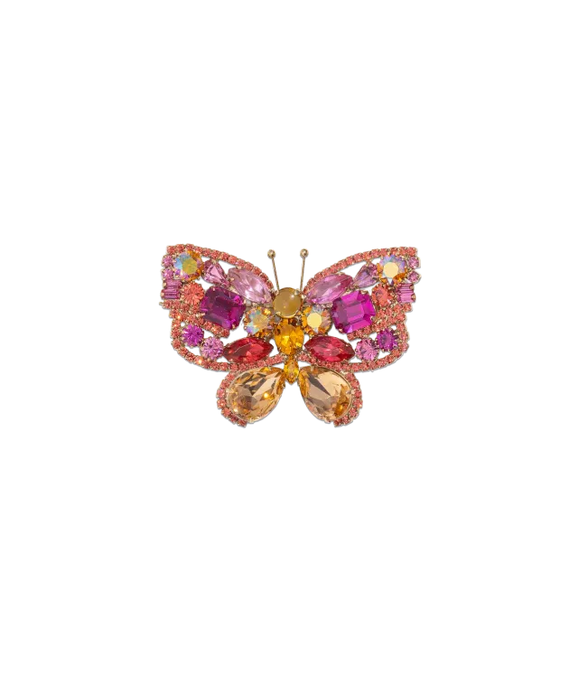 Loren Hope Small Butterfly brosje fuchsia rose fersken