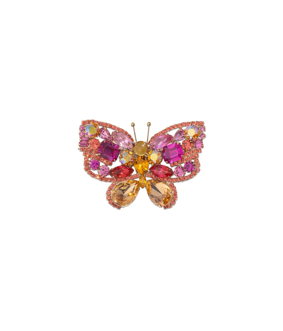 Loren Hope Small Butterfly brosje fuchsia rose fersken