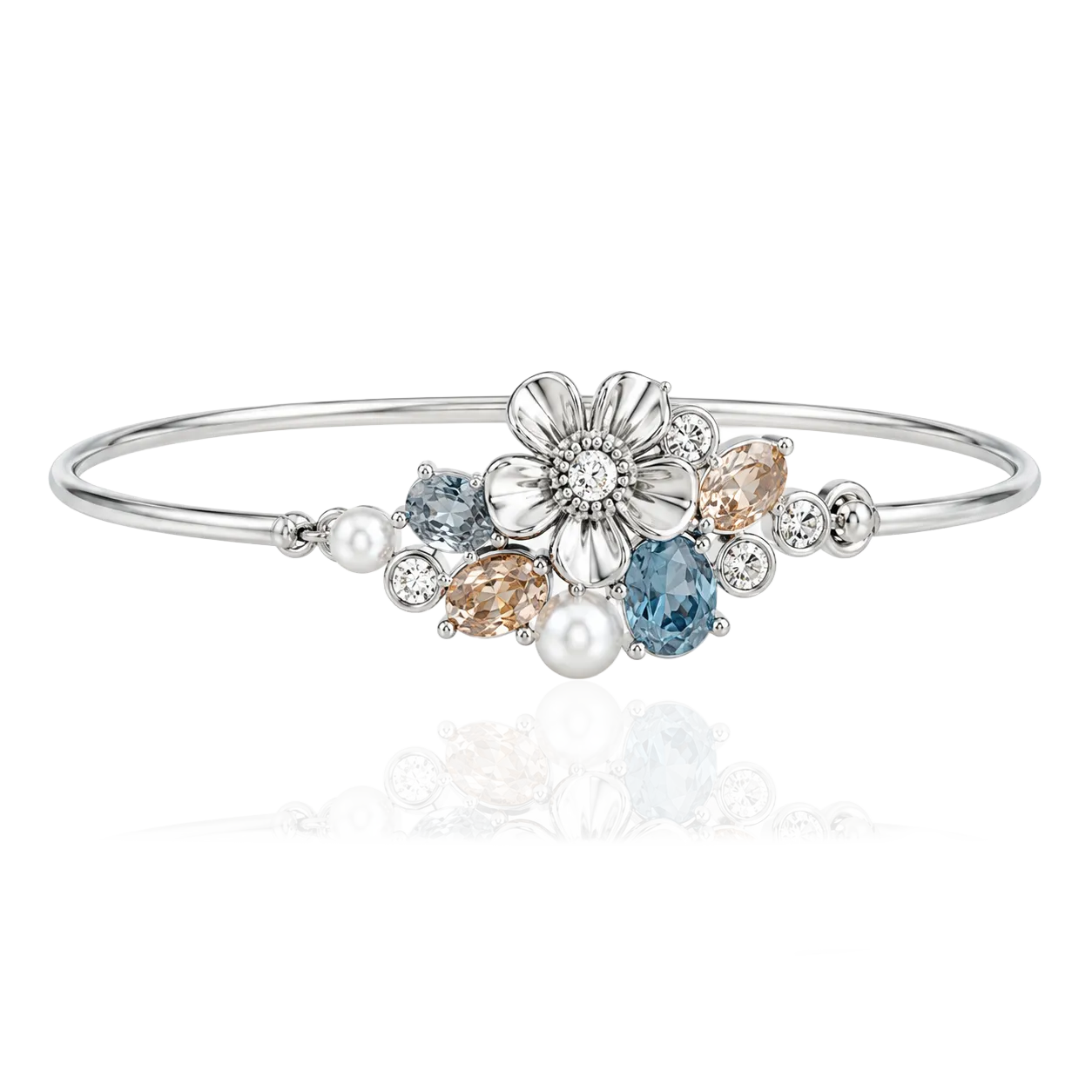 IOAKU La Fleur Sirène Garden cuff armbånd blå gull M/L