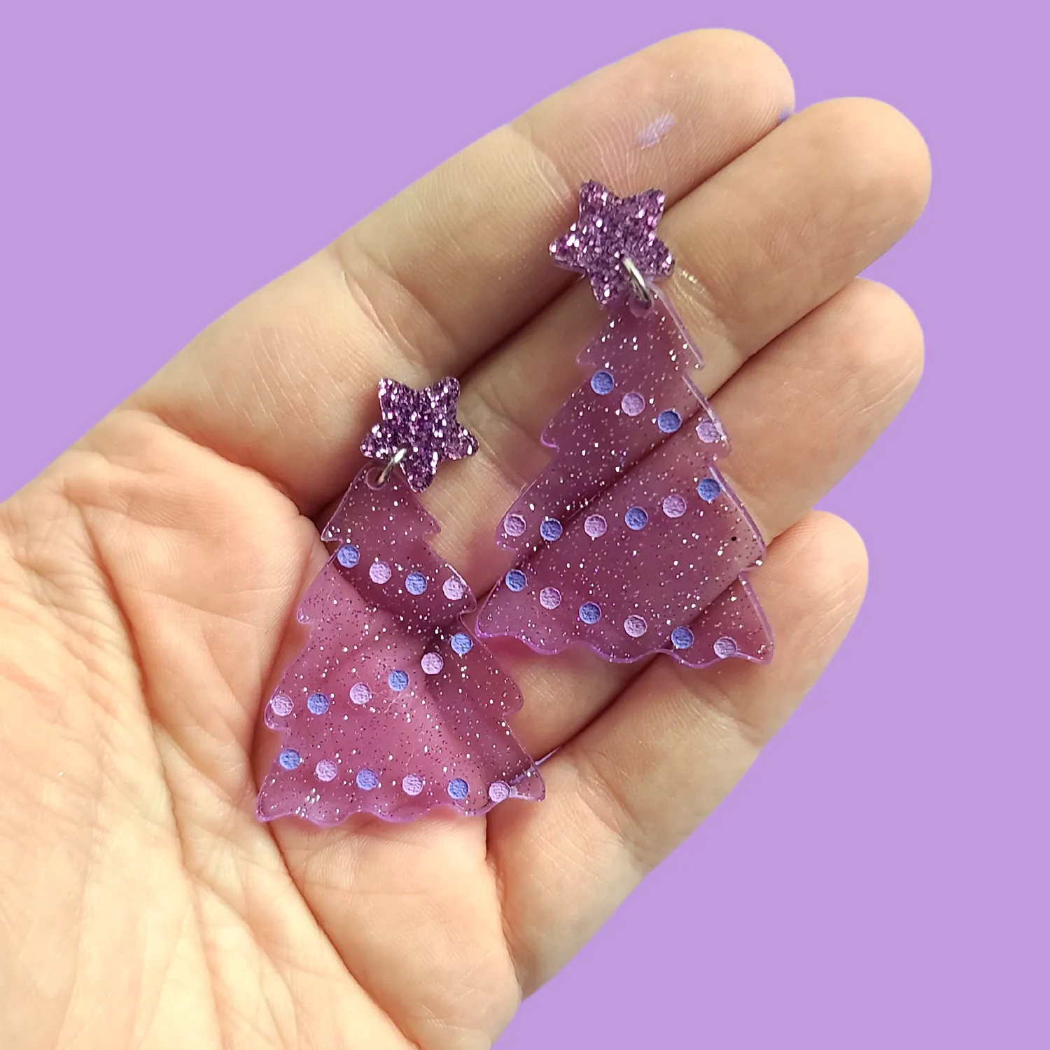 MiniKitty Purple Jelly Trees øredobber jul lilla