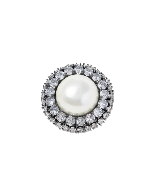 Loren Hope Evelina cocktailring pearl justerbar hematitt
