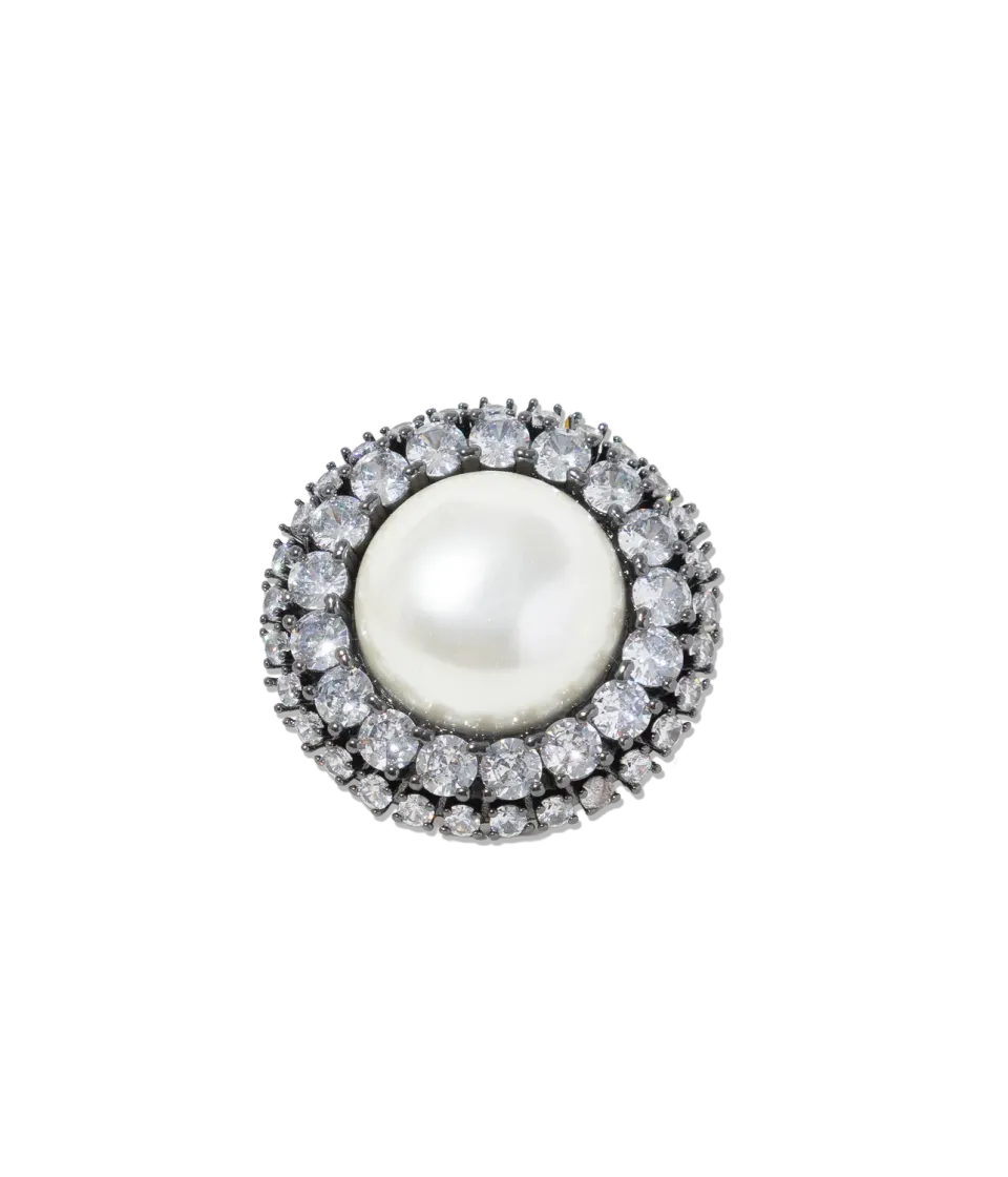Loren Hope Evelina cocktailring pearl justerbar hematitt