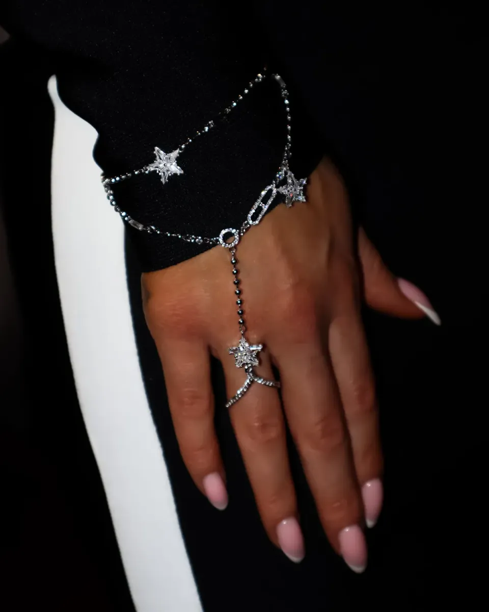 IOAKU Starlumen Crystal armbånd med ring gull