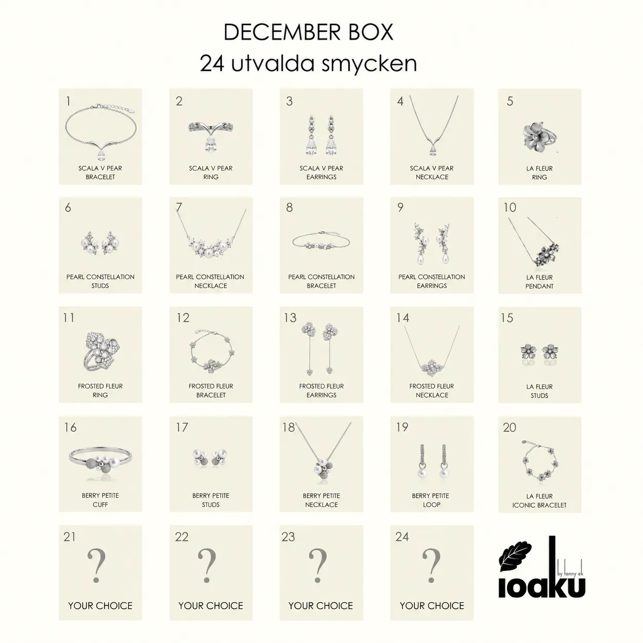 IOAKU December Box smykkeboks gull 24 deler