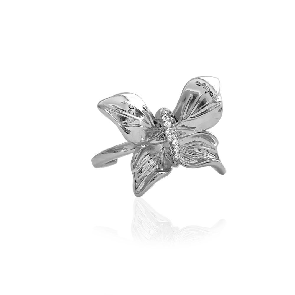 IOAKU Papillon Crystal sommerfuglring gull str 7 stål