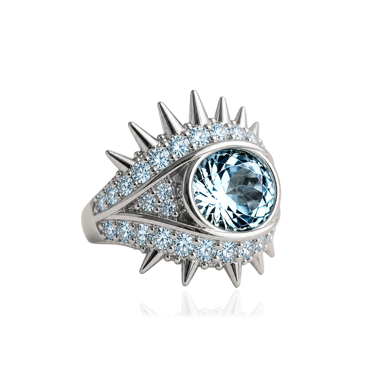 IOAKU Elecktra Sparkle Eye ring gull blå str 8