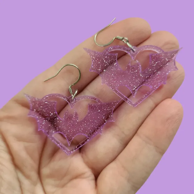 MiniKitty Bat Glitter Jelly Purple Hoops lilla