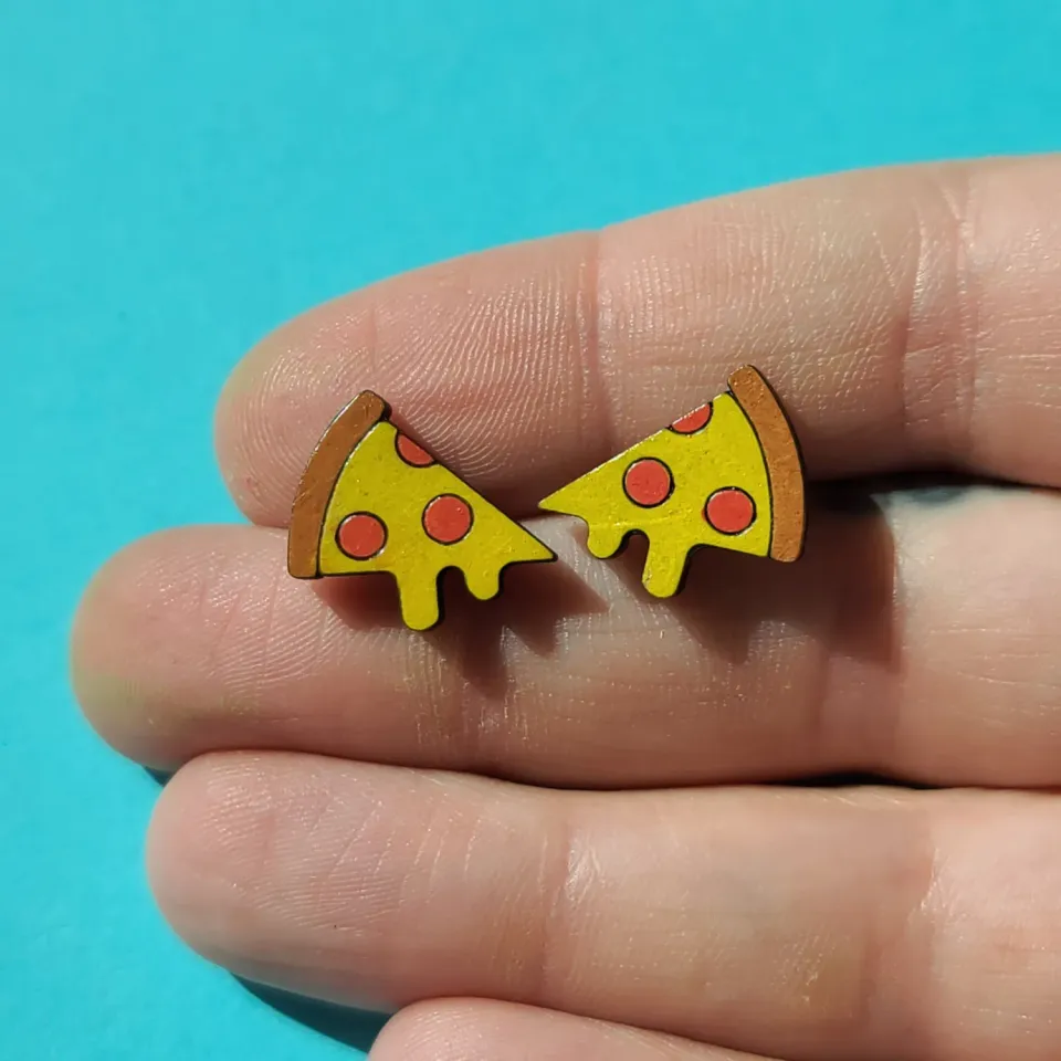 MiniKitty Pizza Studs øredobber akryl lett