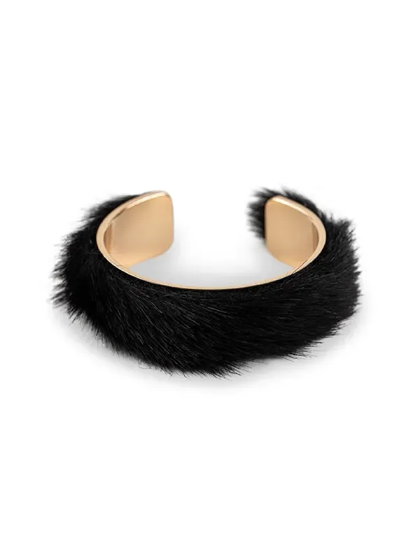 pfg Stockholm Faux Fur armbånd svart