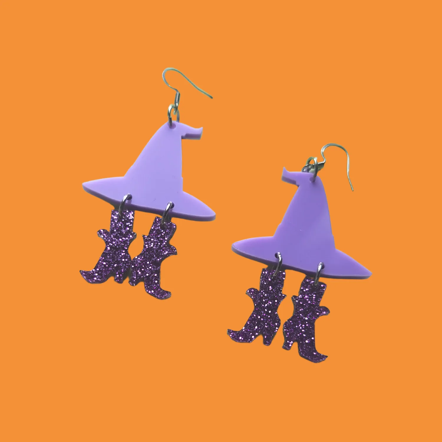 MiniKitty Purple Witch Hat and Boots øredobber lilla