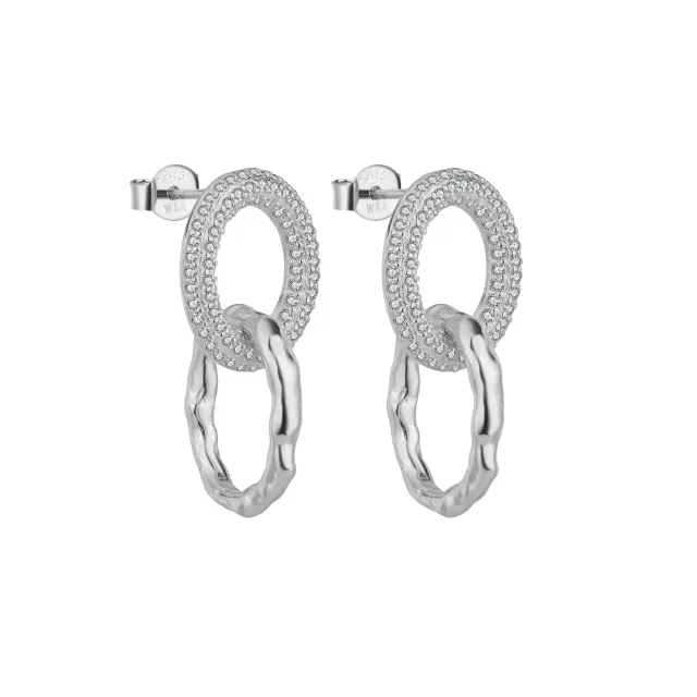 Wioga Akita E-8405-S øreringer sølv zirkonia 2,5 cm