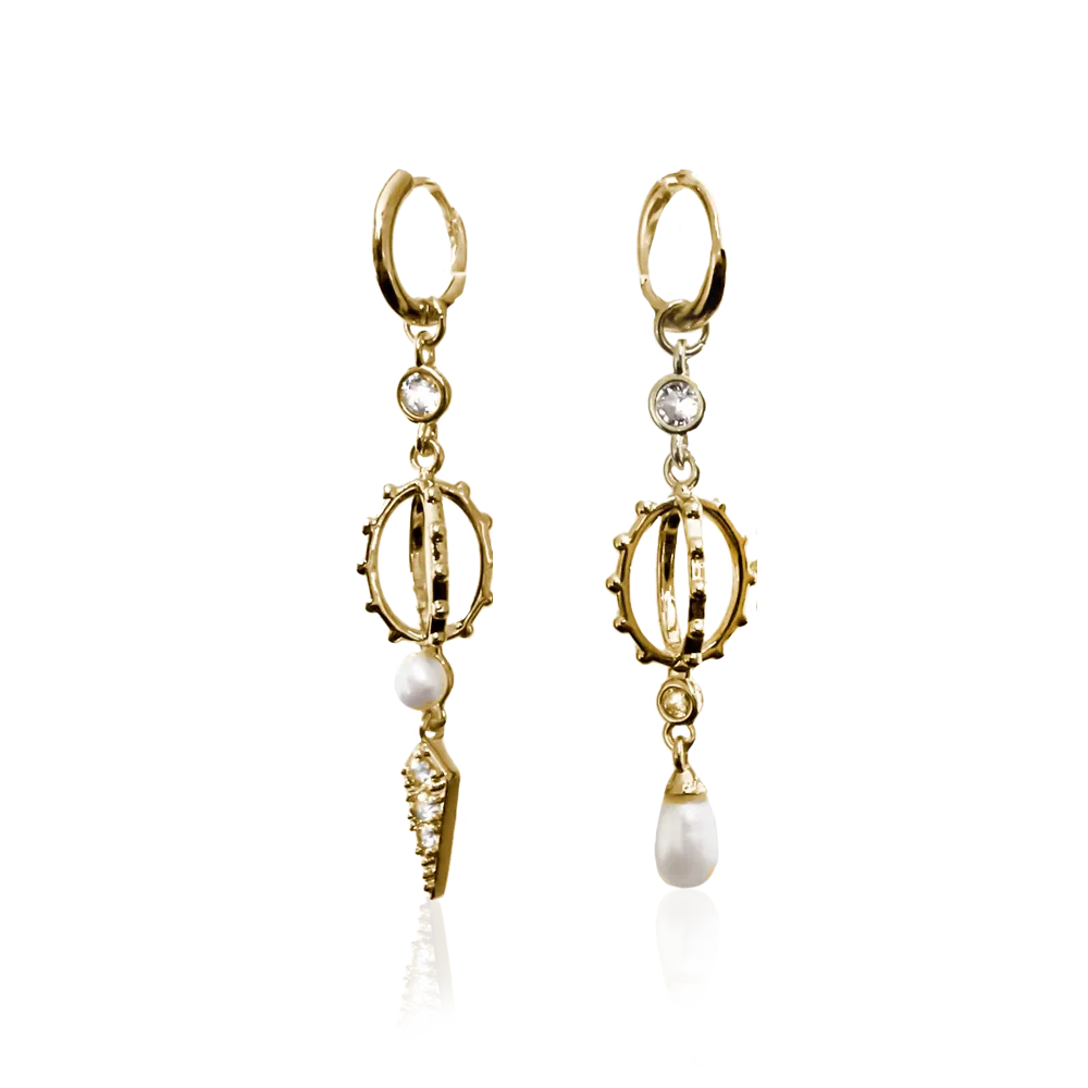 IOAKU Chic Pearl Hoop øredobber gull 6 cm