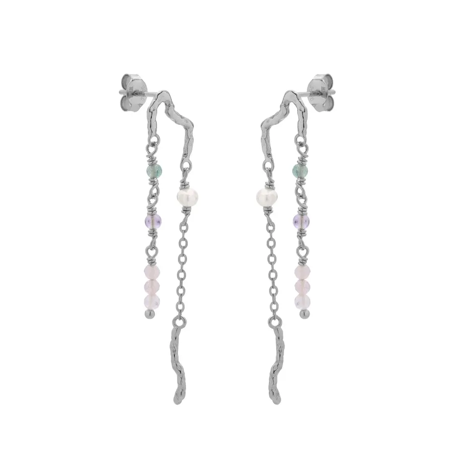 Wioga Anabel E-8608-S øreringer sølv 4,1 cm stein