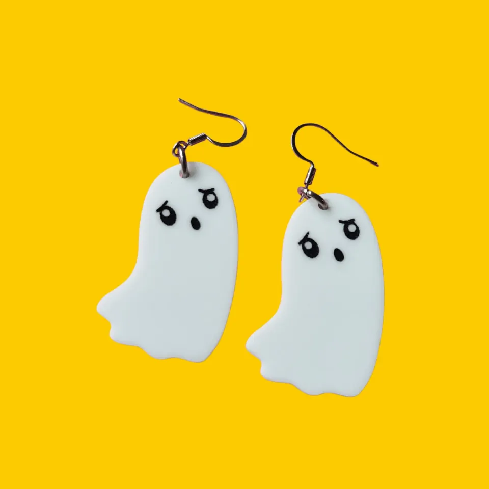 MiniKitty Scared Ghost øredobber gull akryl