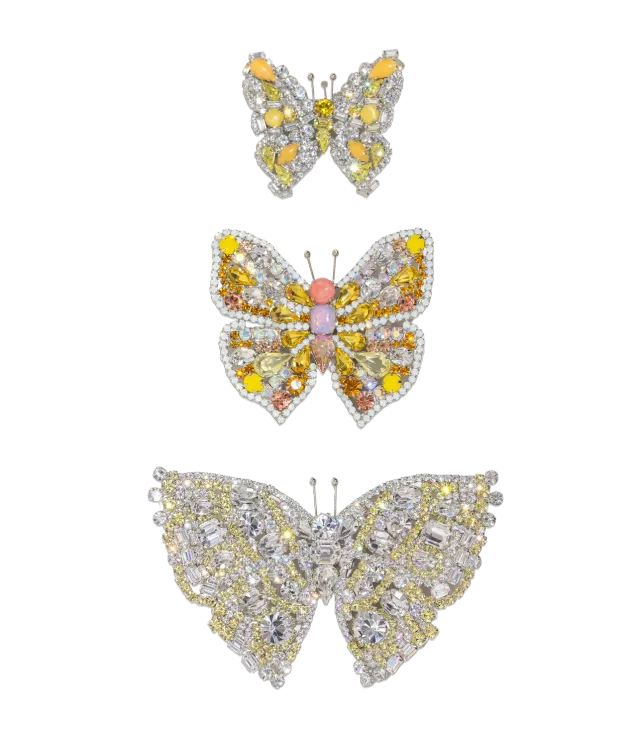 Loren Hope Butterfly Trio brosjesett 3 stk pineapple
