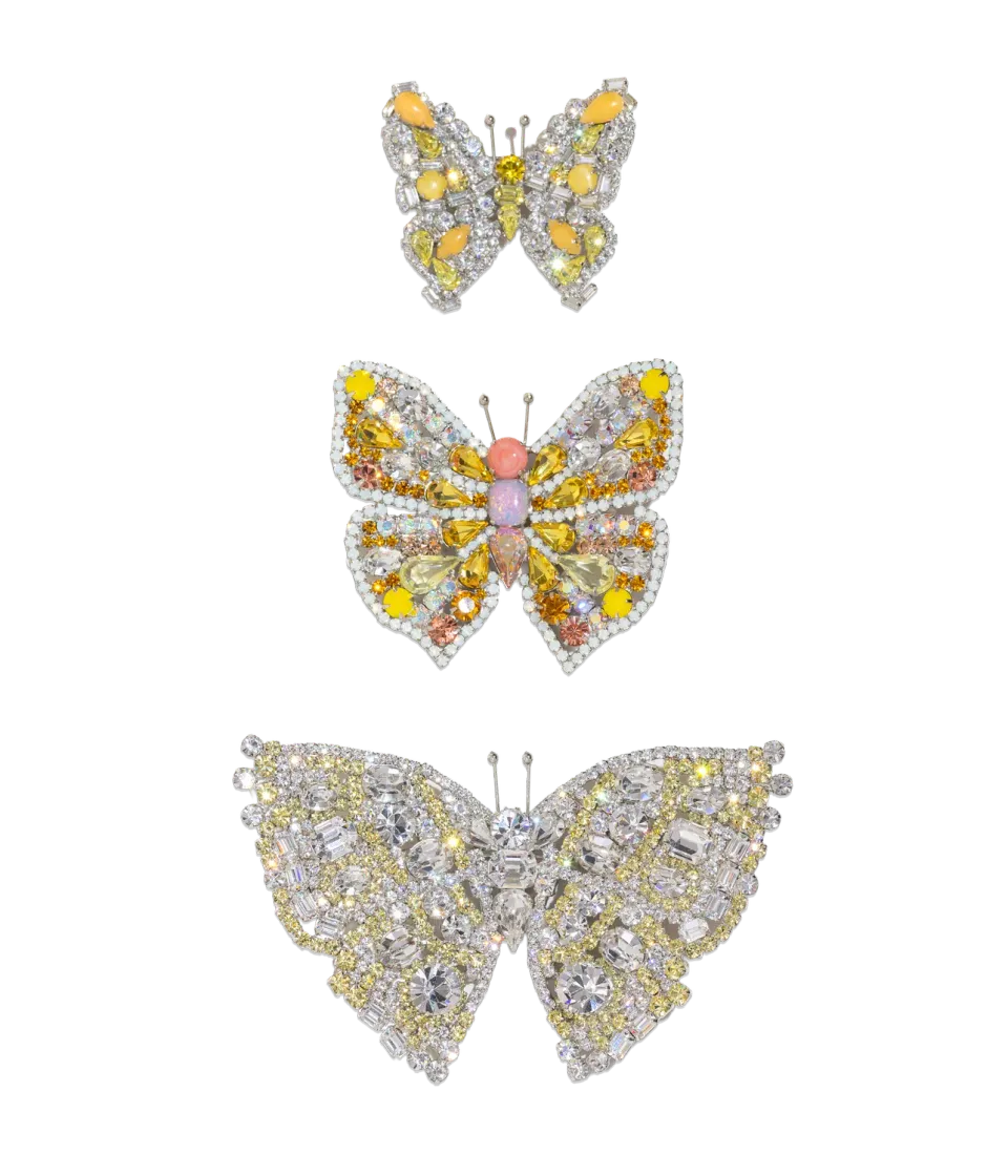 Loren Hope Butterfly Trio brosjesett 3 stk pineapple