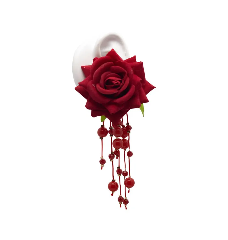 Wos Emilia øredobber rød rose 14 cm