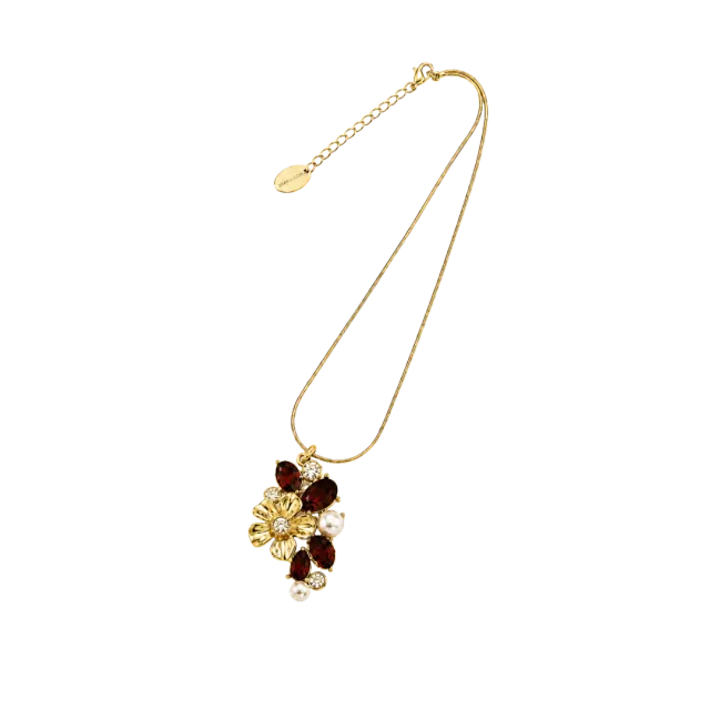 IOAKU La Fleur Garden halskjede espresso 42+6 cm