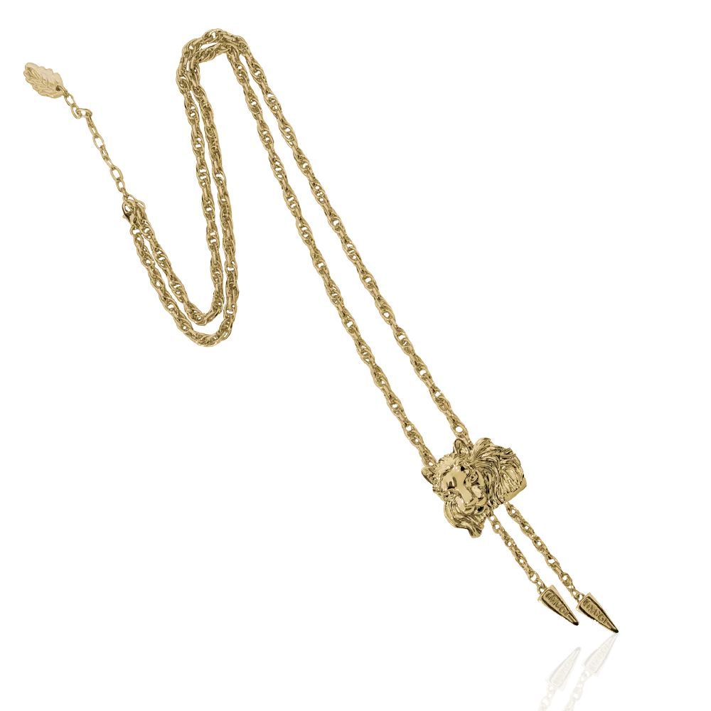 IOAKU Fierce Lion halskjede gull 100 cm langt