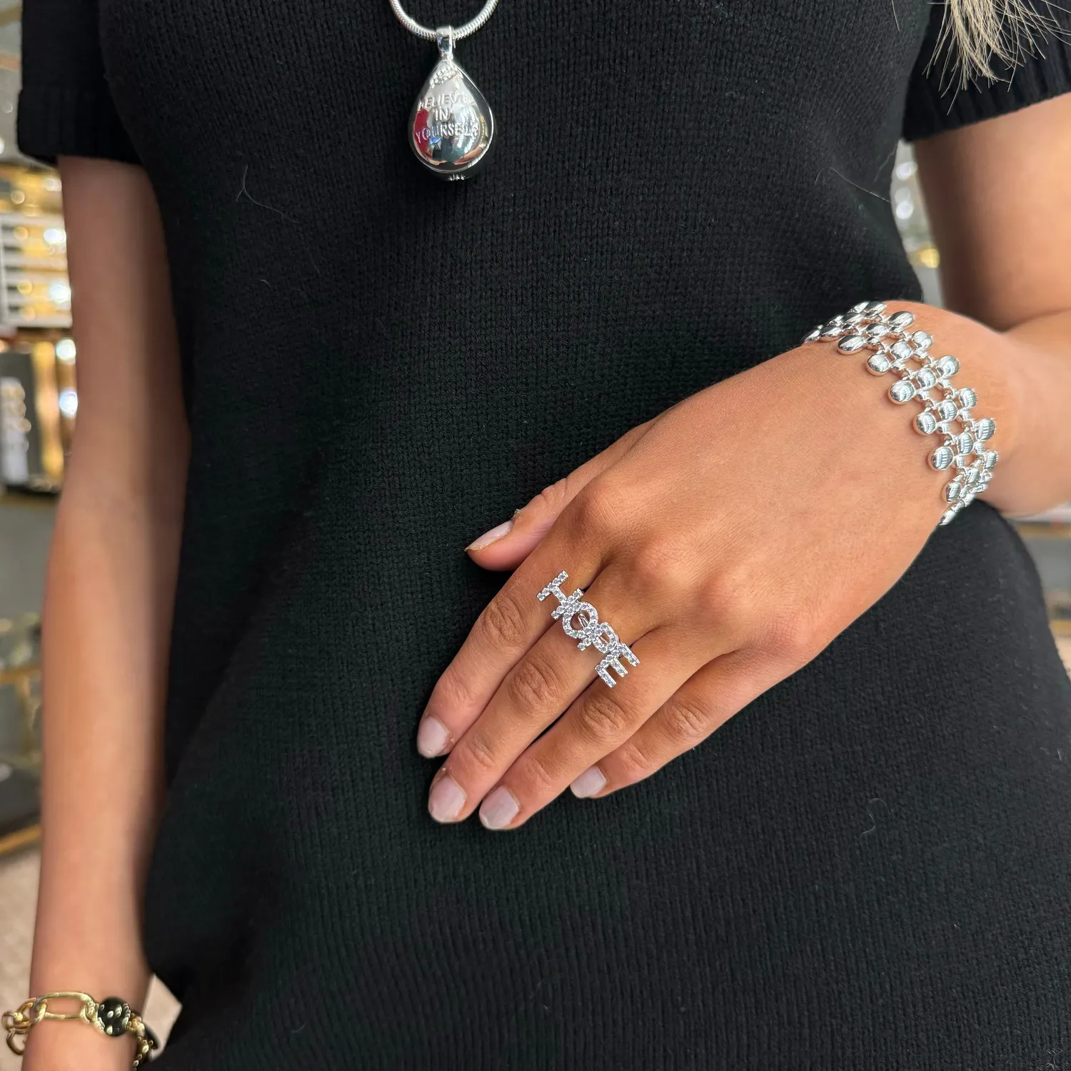 IOAKU Statement Sparkle Hope ring gull justerbar