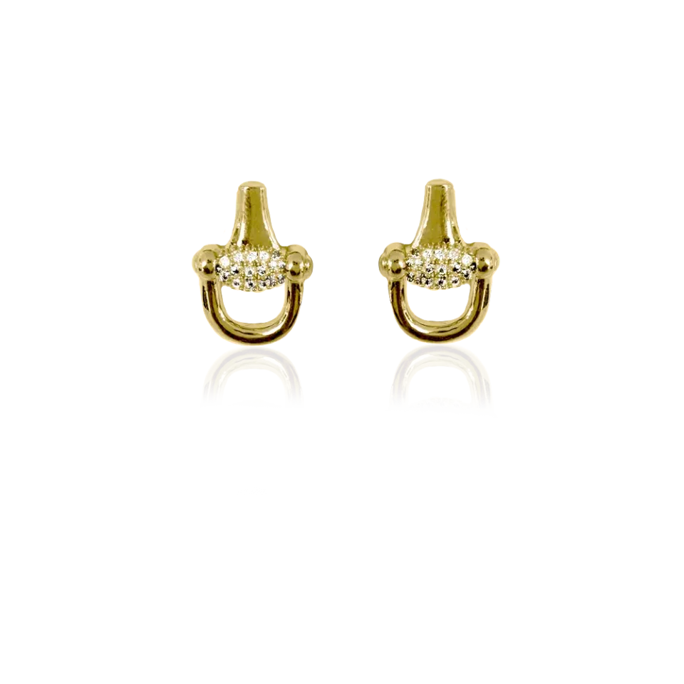 IOAKU Horse Bit Sparkle studs øredobber gull små