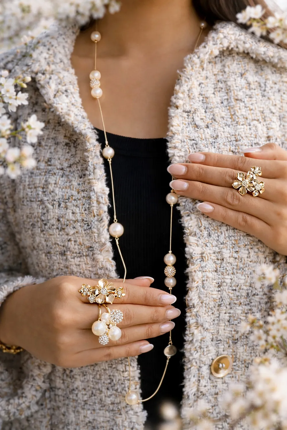 IOAKU La Fleur Iconic Trio ring gull str 7 blomst