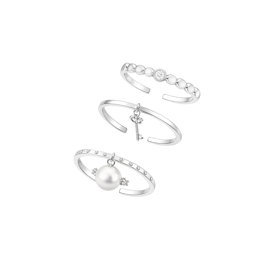 IOAKU Lucky Code ring 3-pakk gull stål justerbar