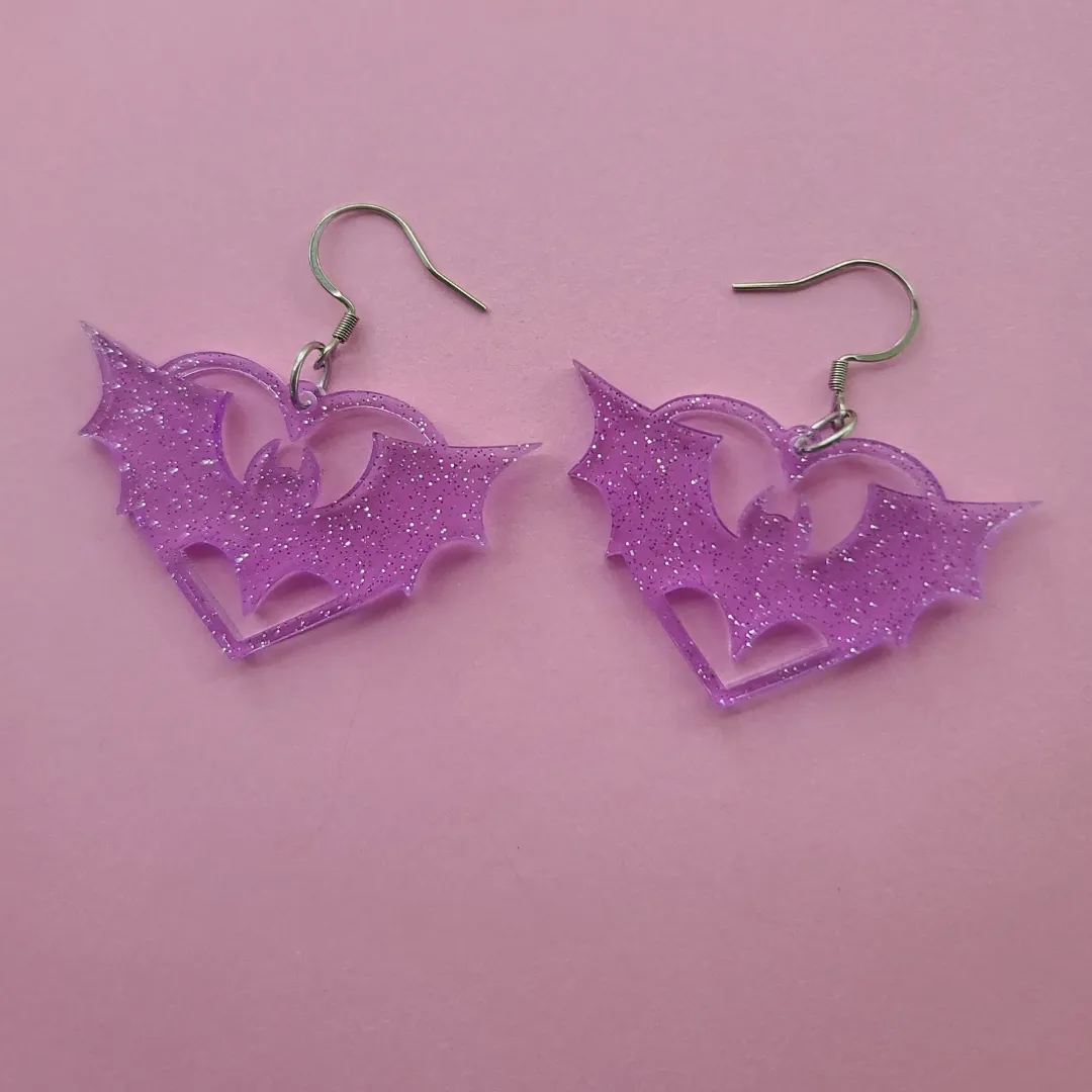 MiniKitty Bat Glitter Jelly Purple Hoops lilla