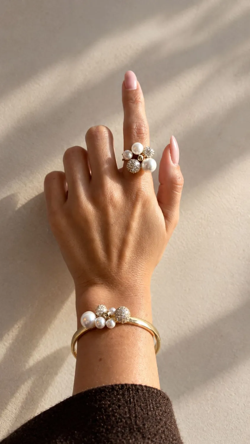 IOAKU Berry Pearl Petite Maxi ring gull str 7 perle