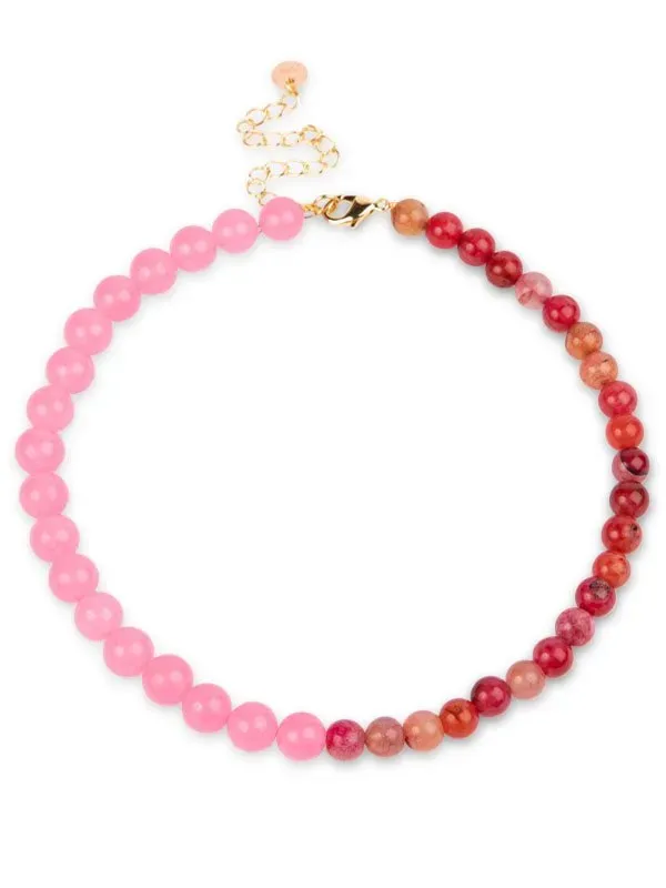 pfg Stockholm Gemstone Rosa halskjede halvedelsten