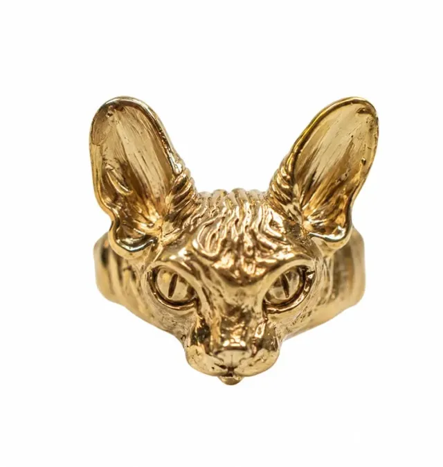 Wos Sphynx ring katt messing justerbar 17
