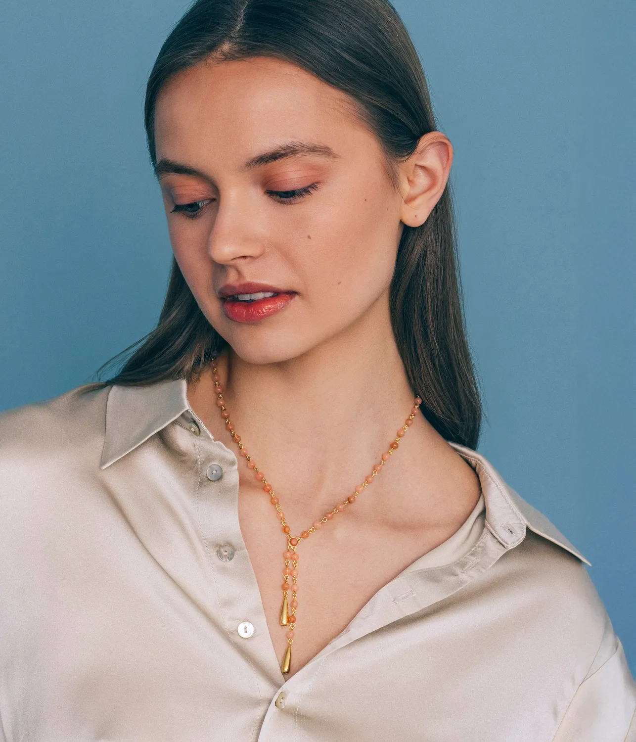 Loren Hope Sabine Y-halskjede coral jade