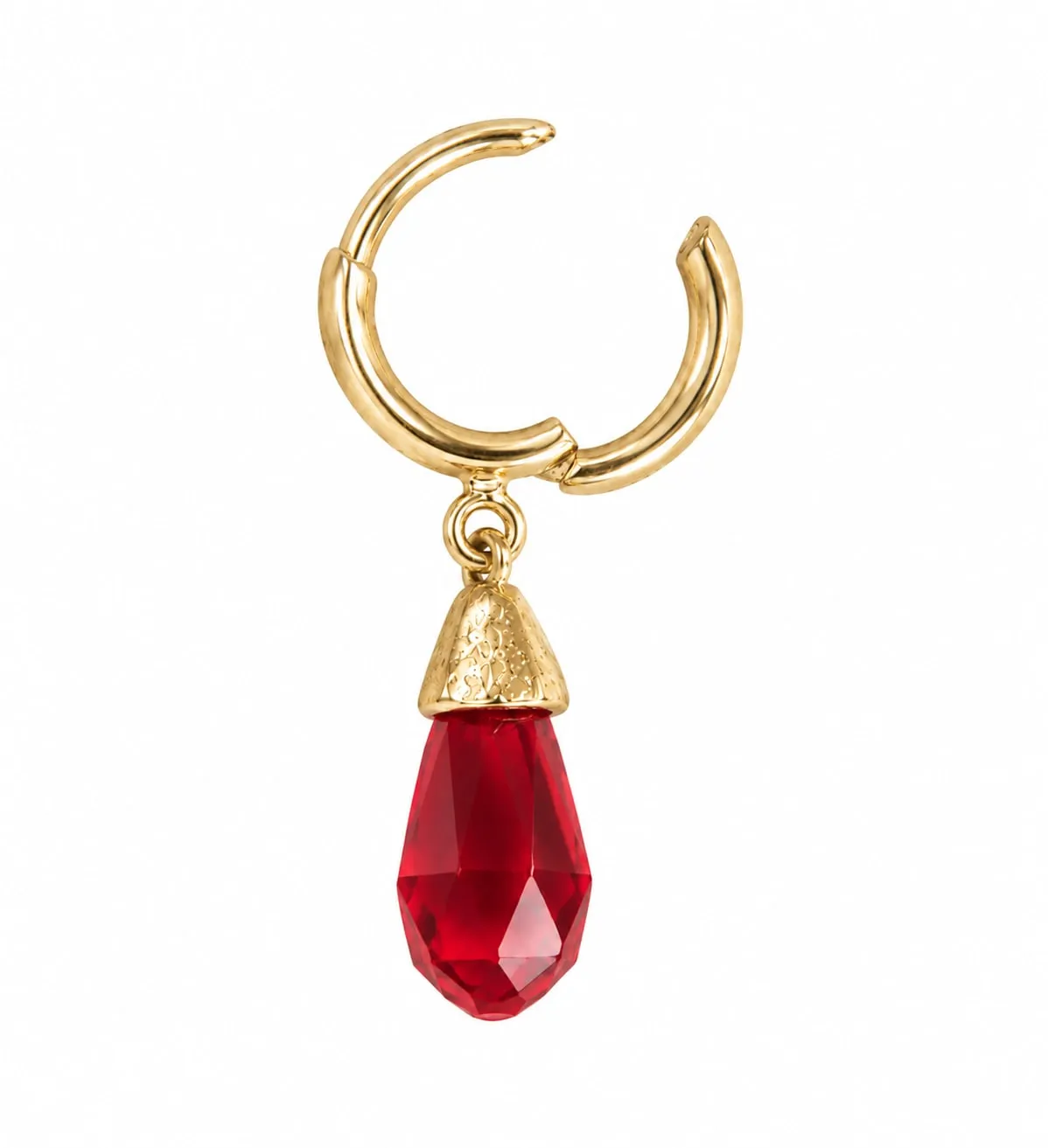 Wos Veja crystal drop single øredobb rød/gull glass