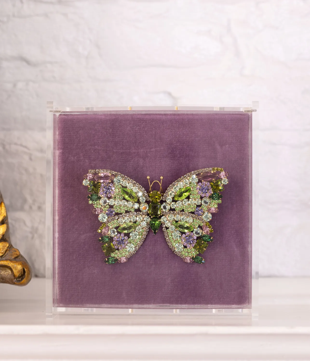 Loren Hope Butterfly X-Large brosje Olivine glass