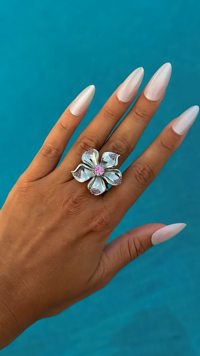 IOAKU La Fleur Crystal Ring ring gull rosa 7 krystall