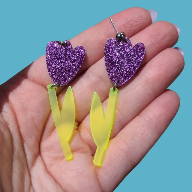 MiniKitty Glitter Purple Tulips øredobber lilla