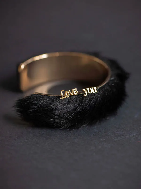 pfg Stockholm Faux Fur armbånd svart