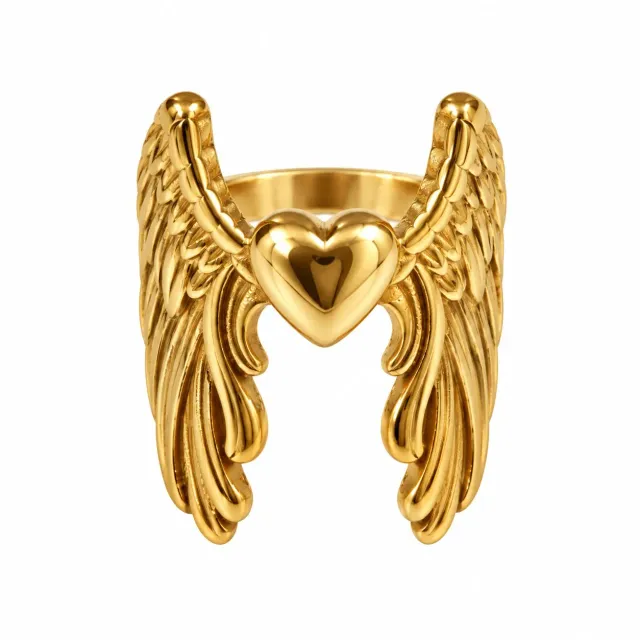 Wos UP Angel hjertering gull 18 mm 18k forgylt