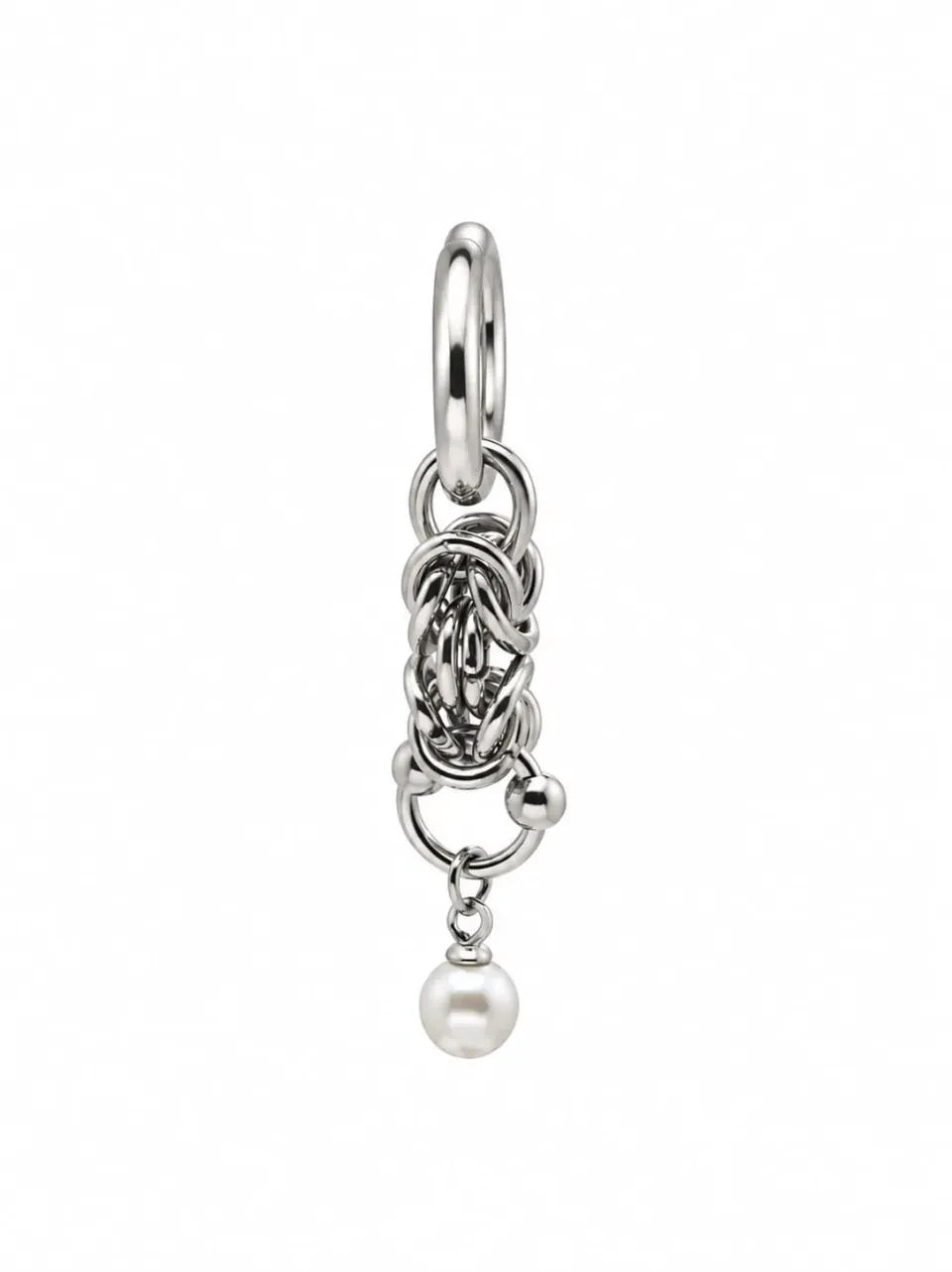 Wos Donna single øredobb perle sølv 4,8 cm