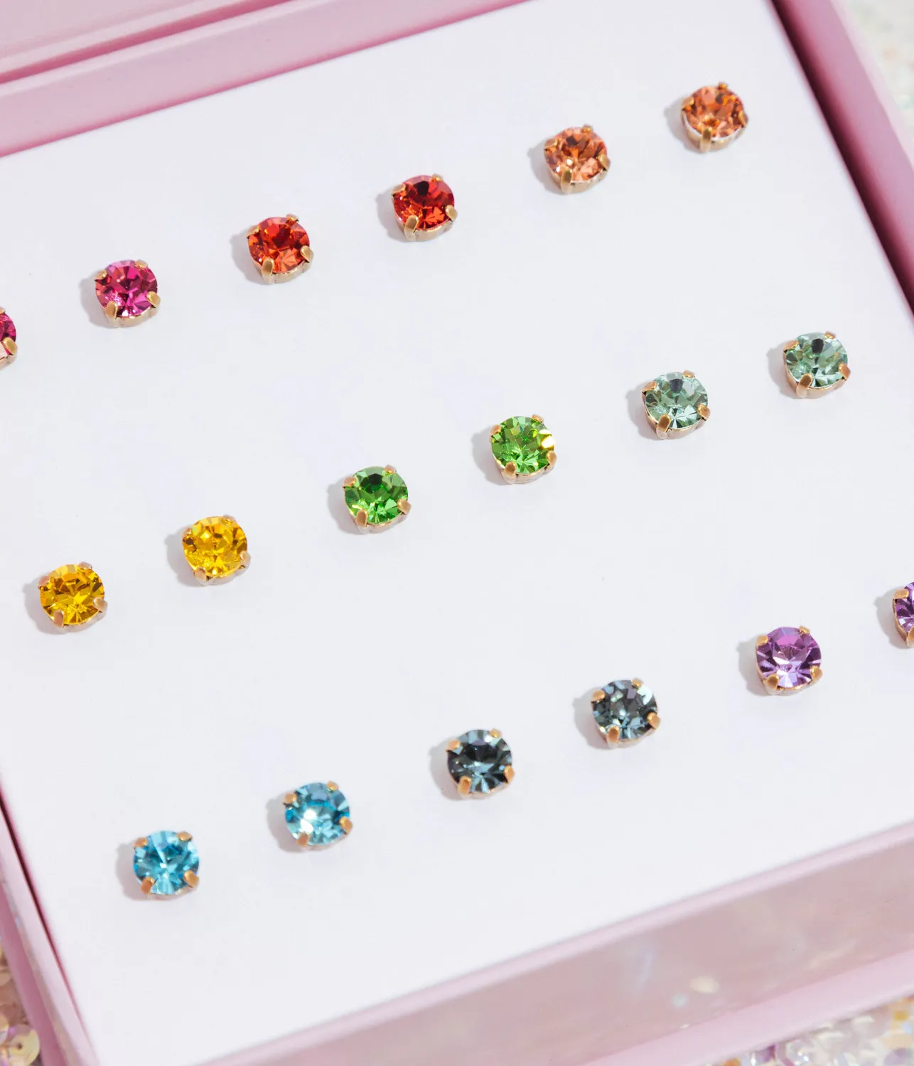 Loren Hope Rainbow Bright Studs øredobber 9-pak flerfarget glass