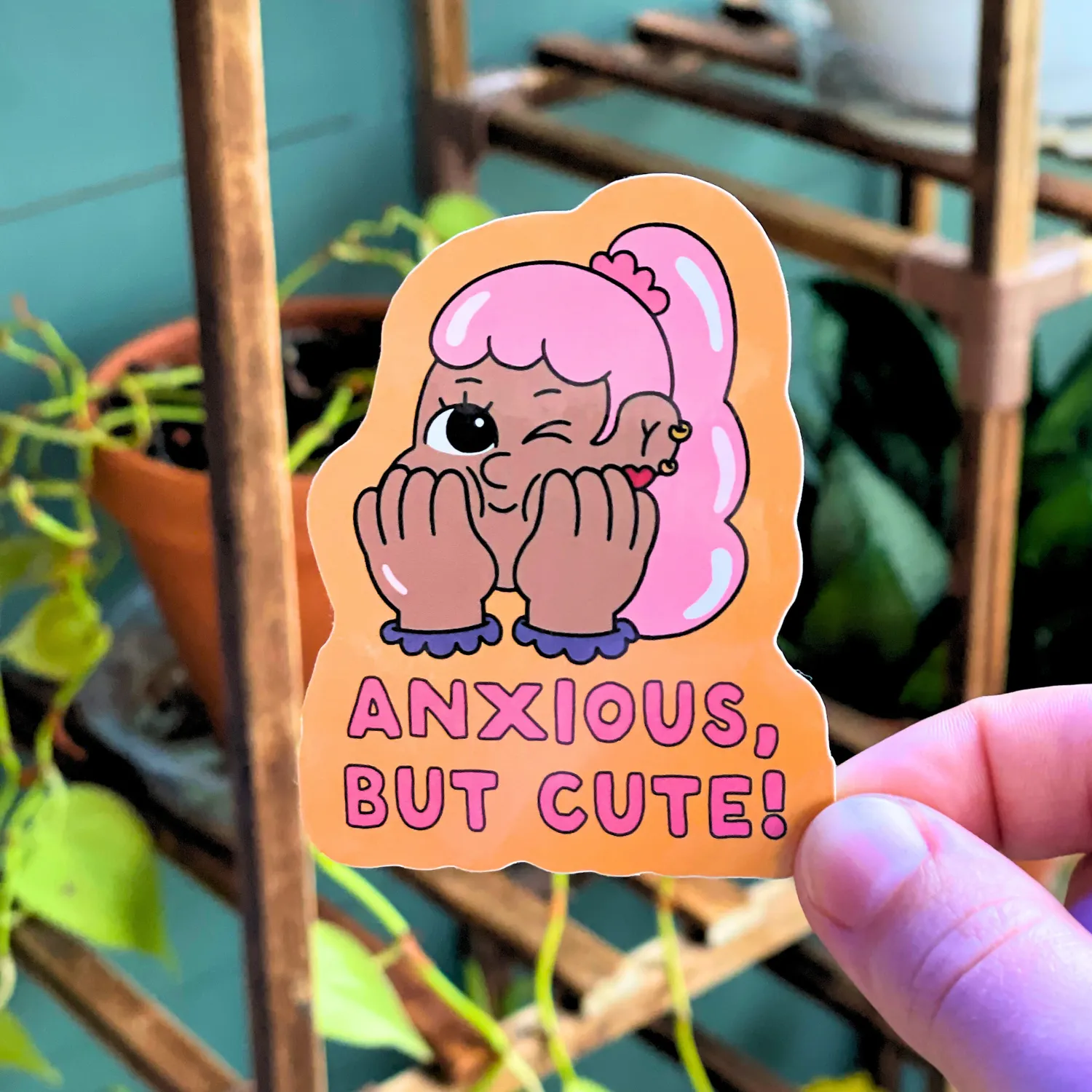 MiniKitty Anxious But Cute klistremerke vinyl 7,6 cm