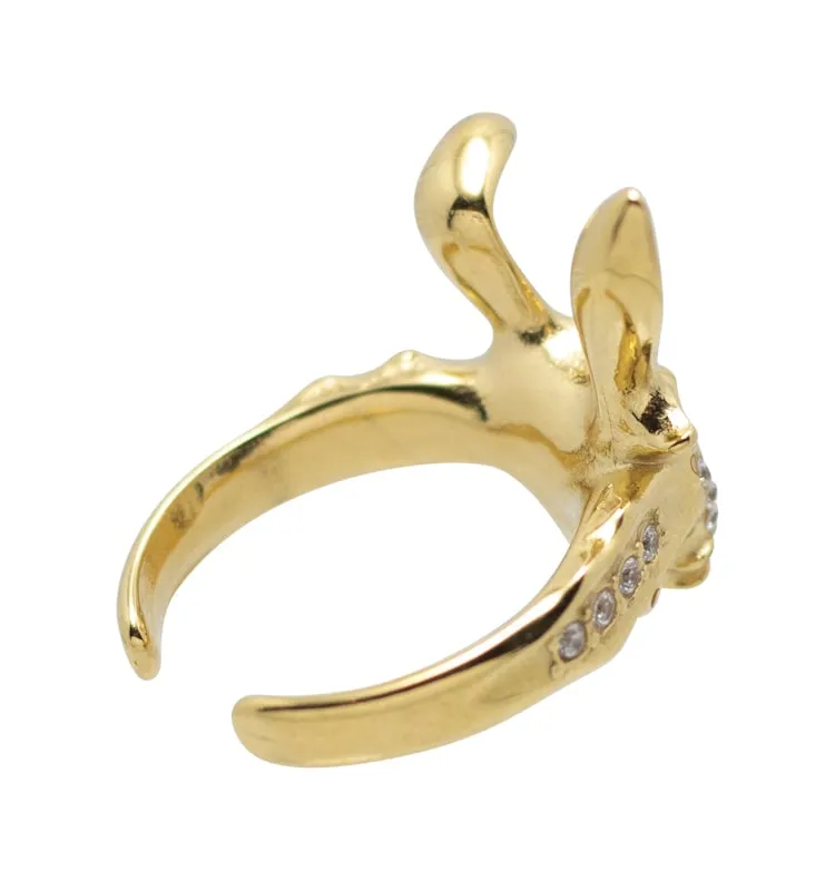 Wos Bunny Ring ring gull hjerte 17 mm