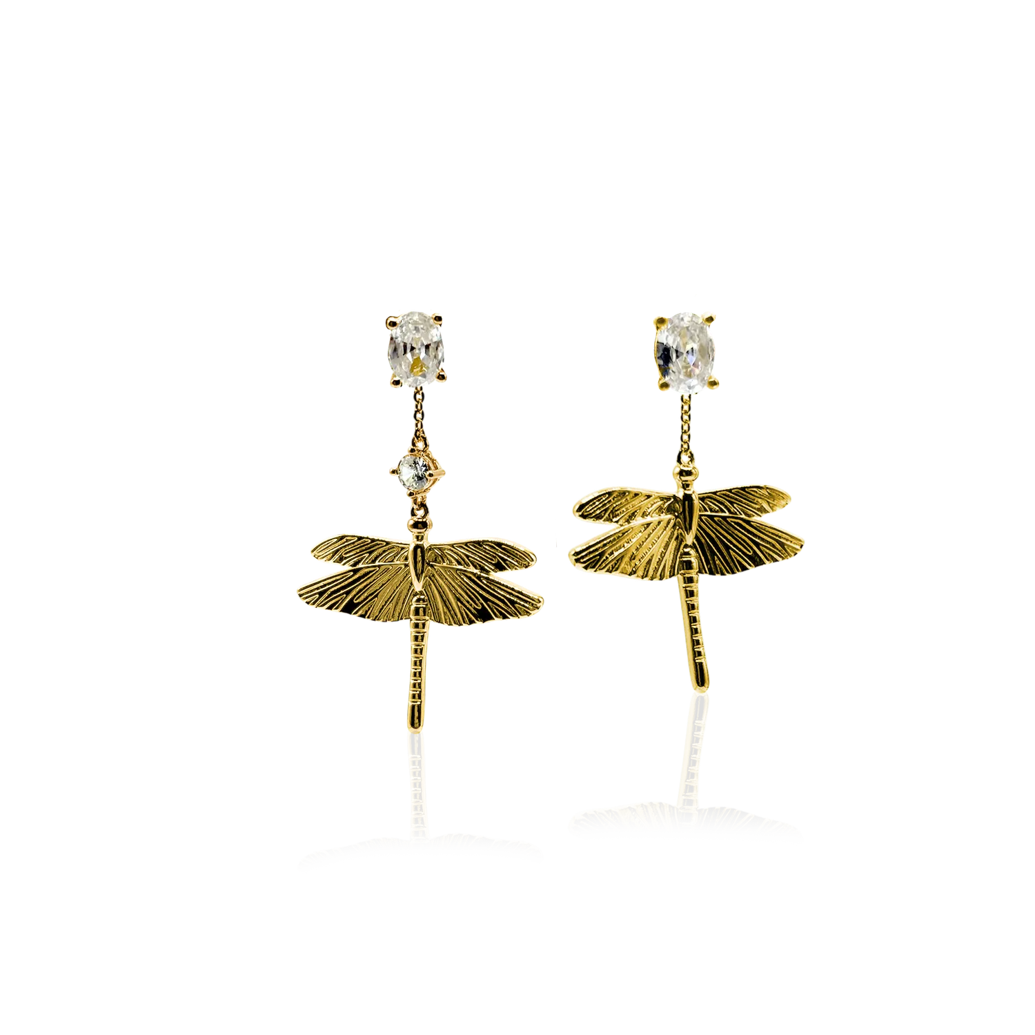 IOAKU Dragonfly Reborn Crystal Studs øredobber gull nikkel-frie