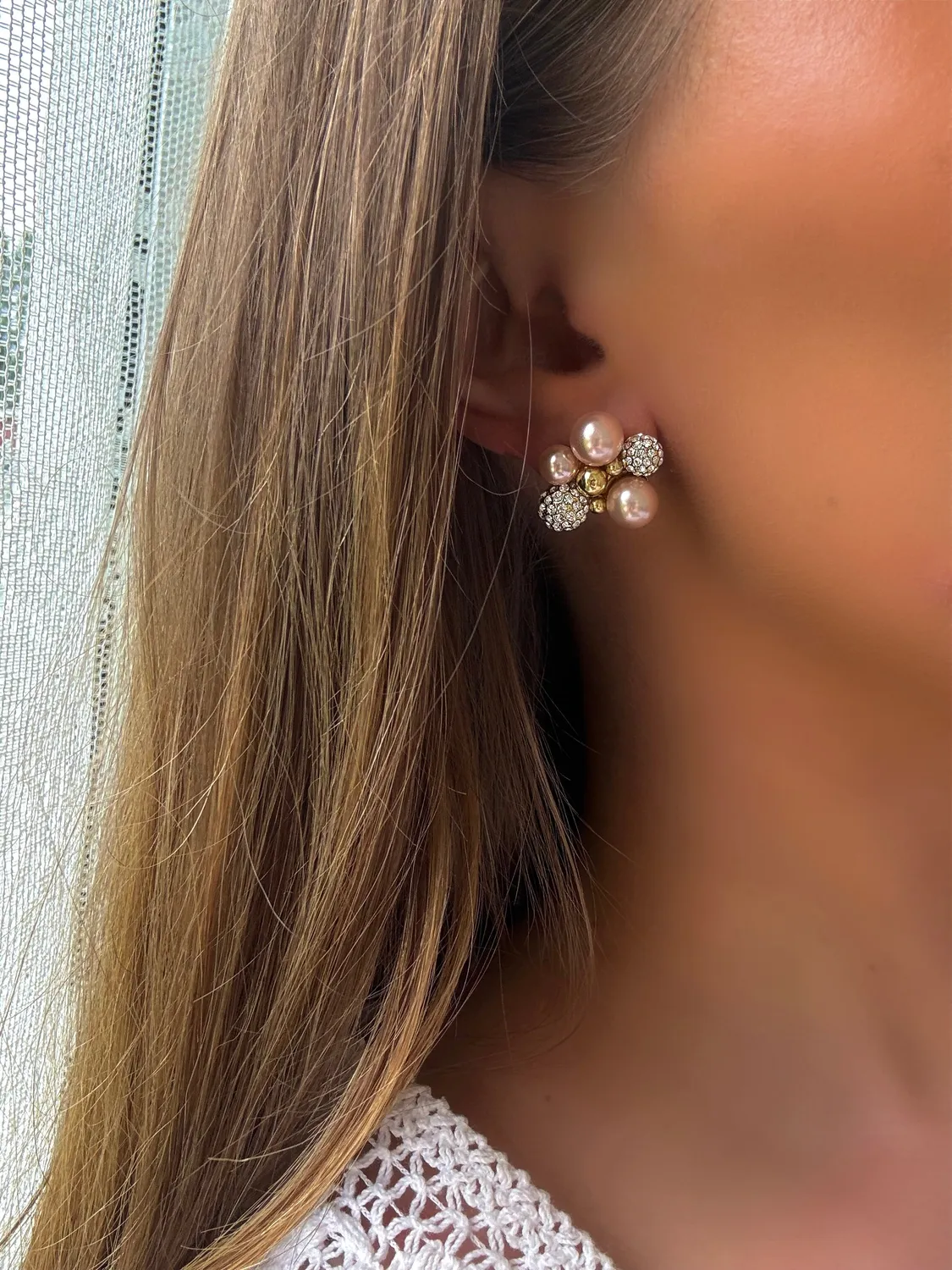 IOAKU Berry Pearl Sparkle Studs øredobber champagne nikkel­frie