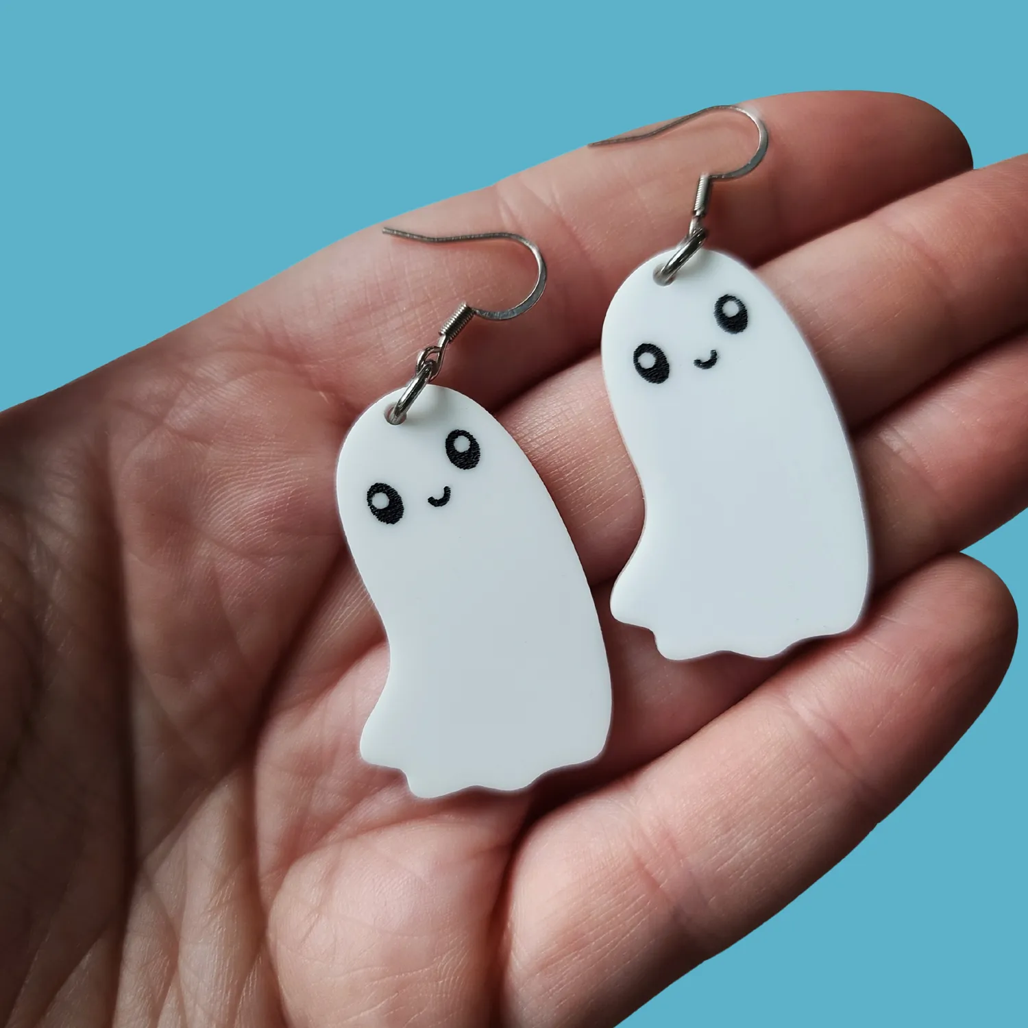MiniKitty Happy Ghost øredobber gull akryl halloween