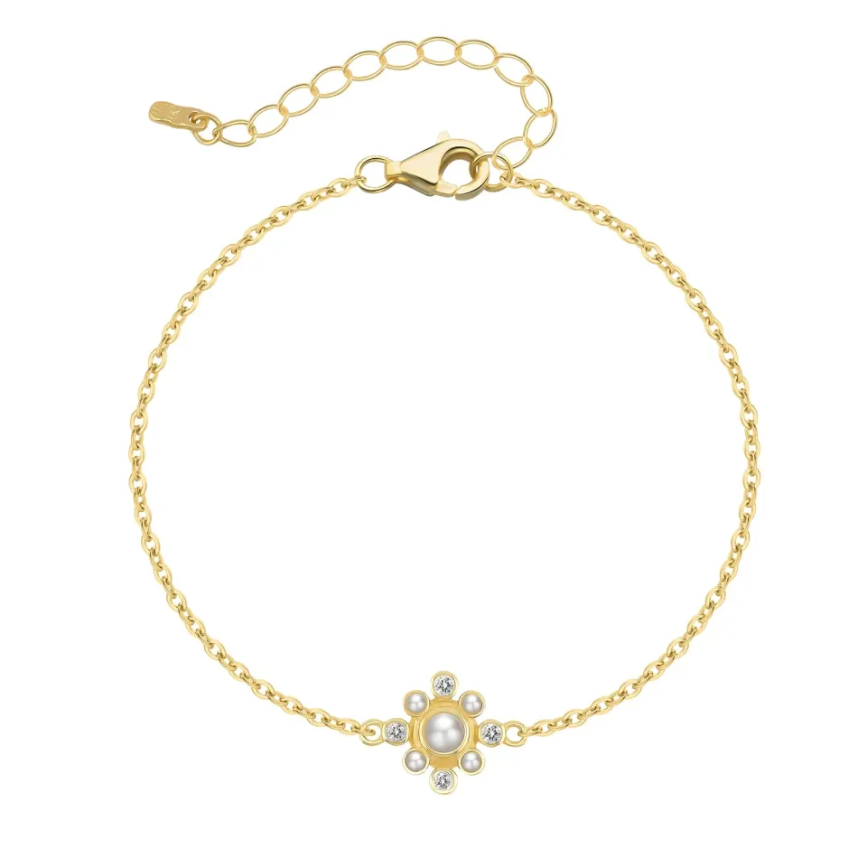 Wioga Gloria armbånd forgylt sølv 15,5-19 cm perle